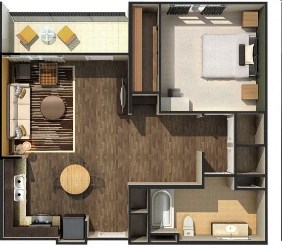 one bedroom 794 sf